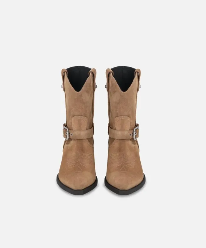 Women Boots Pinko Texanstyle Suede Ankle Boots With Heel Brown Women Boots Pinko Texanstyle Suede Ankle Boots With Heel Brown