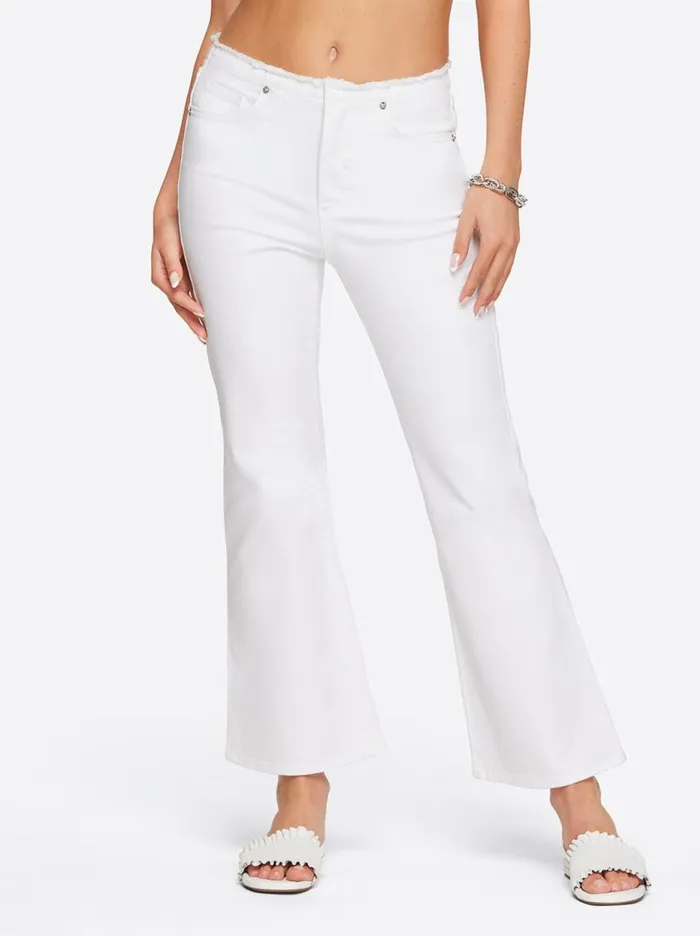 Women Bottoms Jessica Simpson Love Song High Rise Crop Flare In White