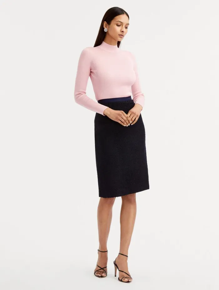 Women Boucle Tweed Pencil Skirt Dark Navy Oscar De La Renta Pants and Skirts Women Boucle Tweed Pencil Skirt Dark Navy Oscar De La Renta Pants and Skirts