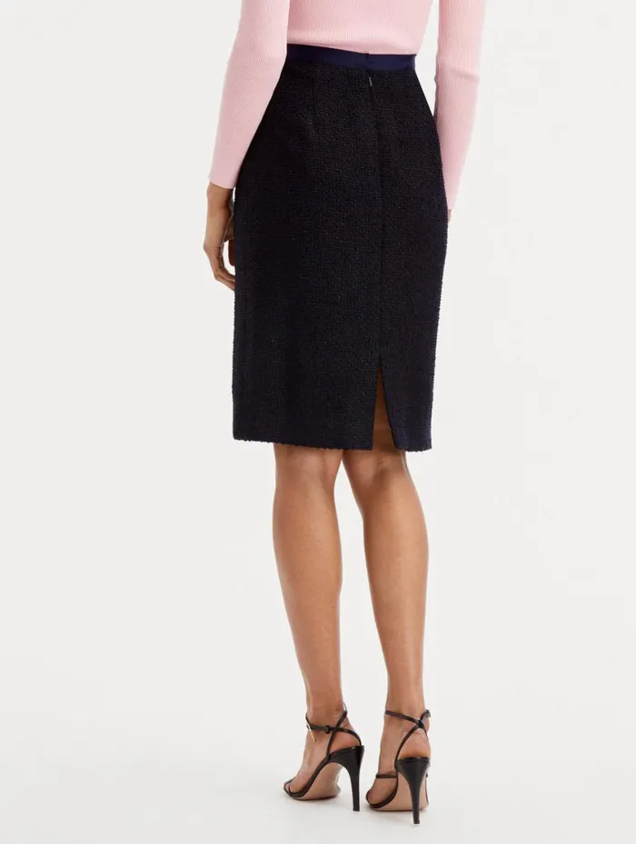 Women Boucle Tweed Pencil Skirt Dark Navy Oscar De La Renta Pants and Skirts Women Boucle Tweed Pencil Skirt Dark Navy Oscar De La Renta Pants and Skirts