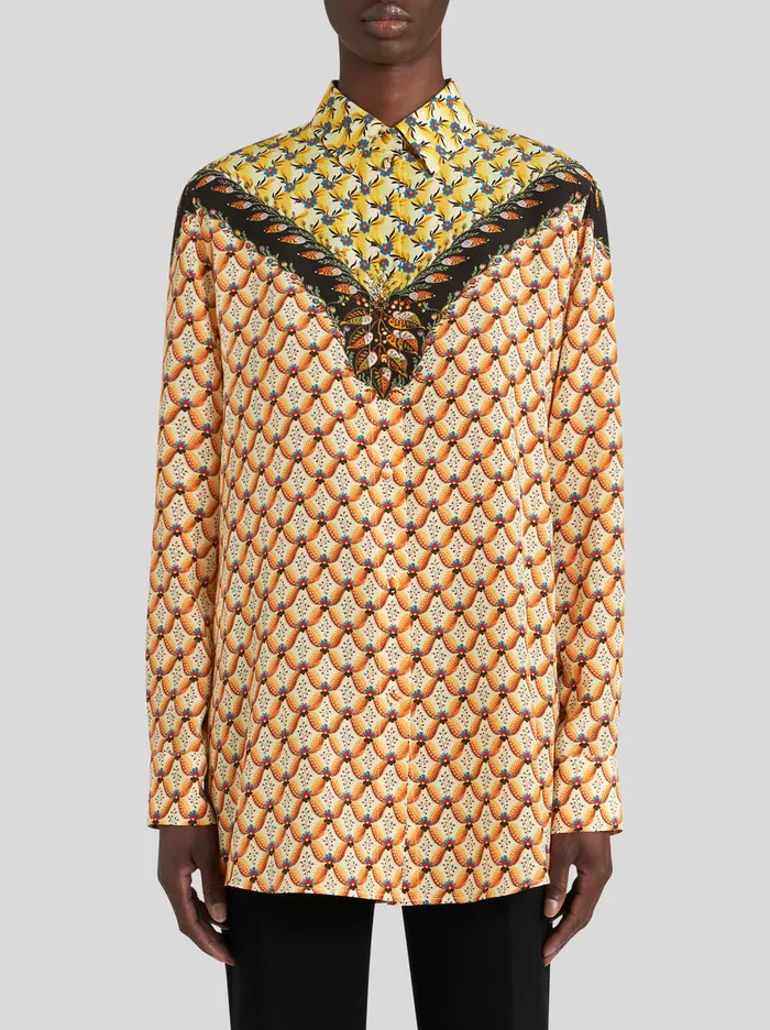 Women Boyfit Floralia Shirt With Edging Etro Shirts And Blouses