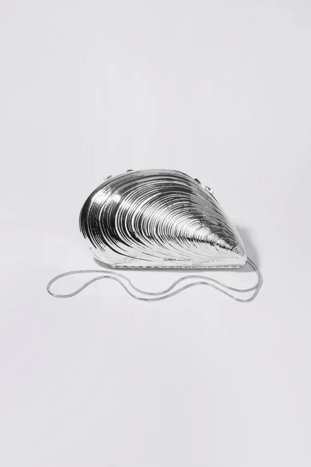 Women Bridget Metal Shell Clutch Silver Jonathan Simkhai Handbags