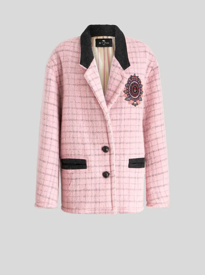 Women Check Jacket With Embroidery Etro Coats And Outerwear