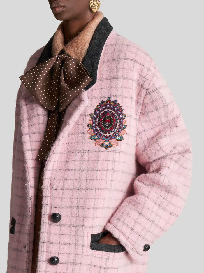 Women Check Jacket With Embroidery Etro Coats And Outerwear