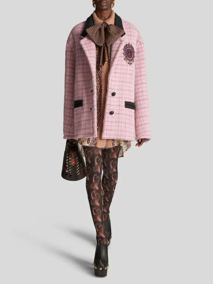 Women Check Jacket With Embroidery Etro Coats And Outerwear