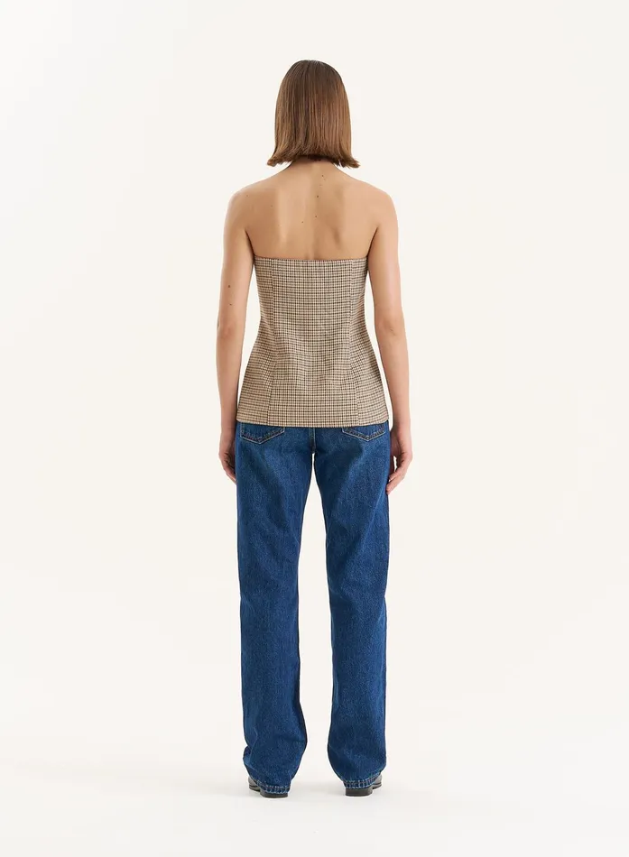 Women Check Print Button Front Corset Saskia 4th and Reckless Tops