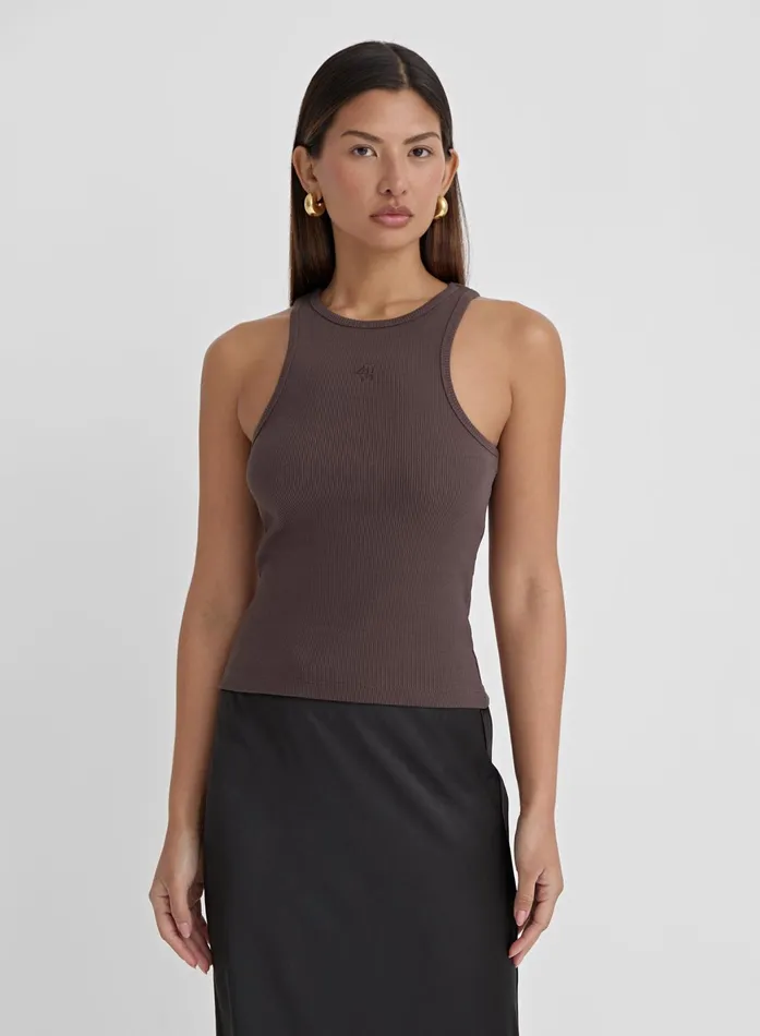 Women Chocolate Brown 4th Branded Racer Vest Top Everyday 4th and Reckless Tops Women Chocolate Brown 4th Branded Racer Vest Top Everyday 4th and Reckless Tops