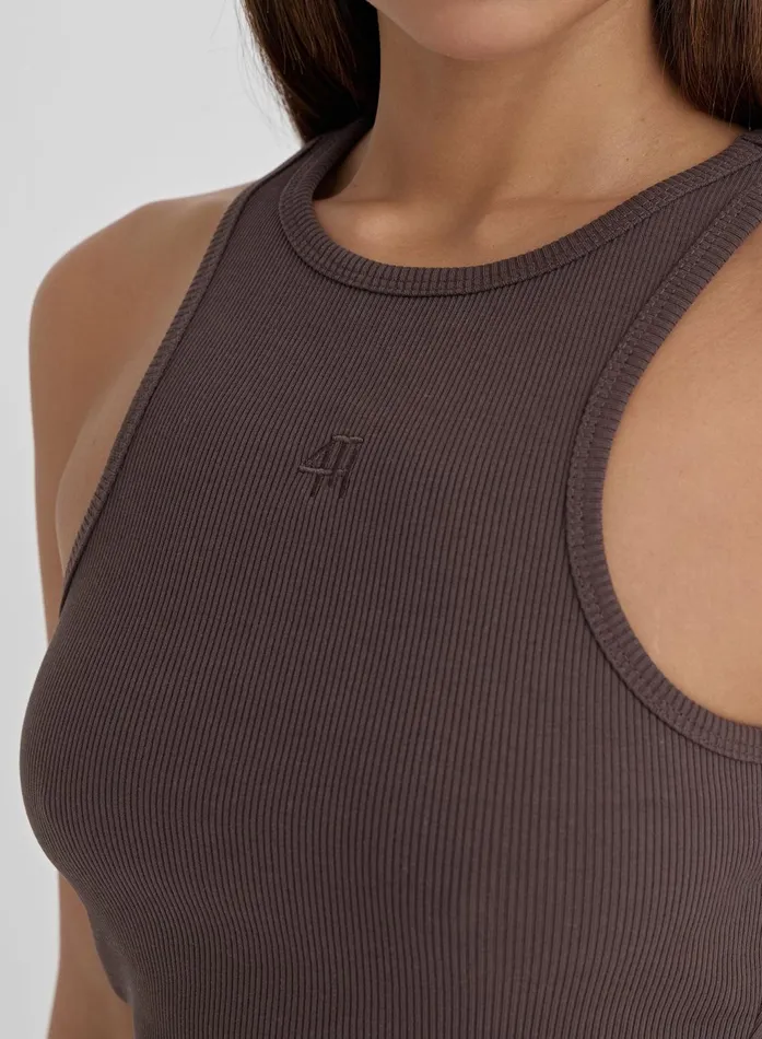 Women Chocolate Brown 4th Branded Racer Vest Top Everyday 4th and Reckless Tops
