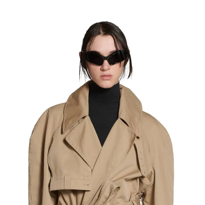 Women Coats and Jackets Balenciaga Maxi Deconstructed Trench Coat In Dark Beige