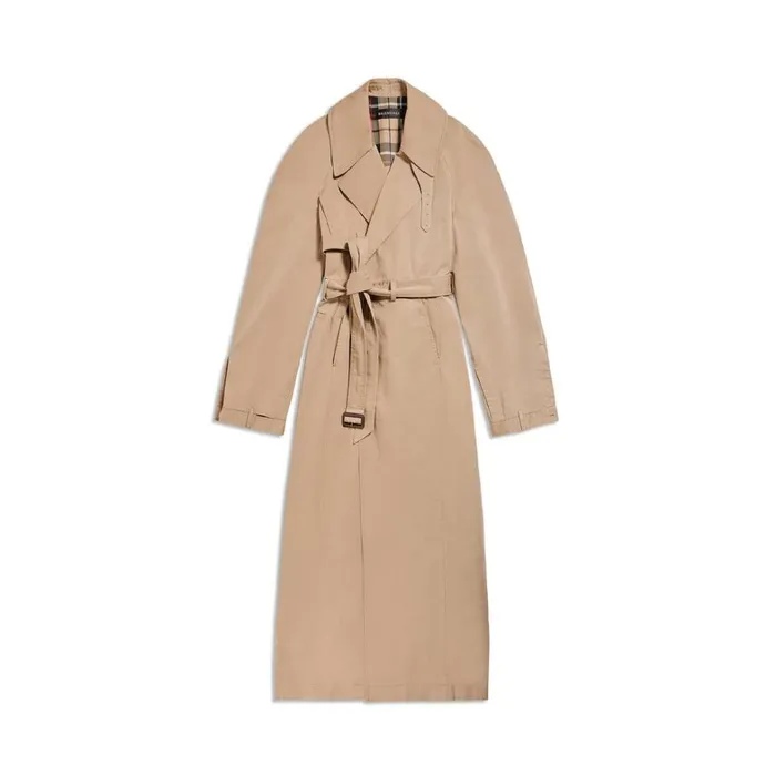 Women Coats and Jackets Balenciaga Maxi Deconstructed Trench Coat In Dark Beige