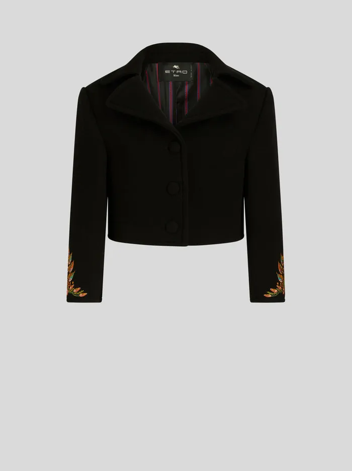 Women Cropped Jacket With Embroidered Foliage Etro Jackets