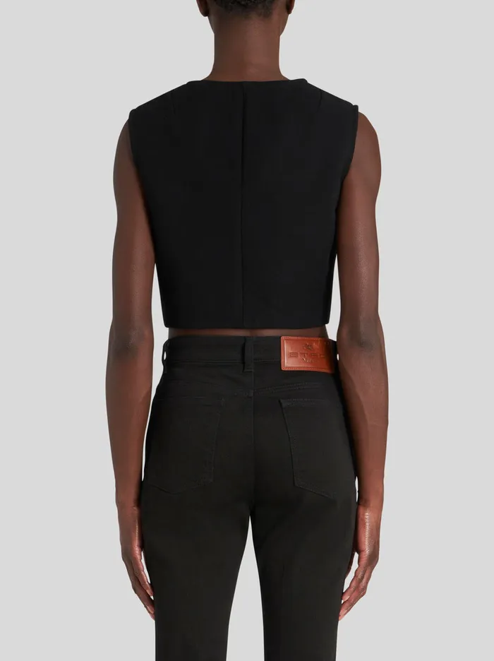 Women Cropped Waistcoat With Foliage Embroidery Etro Jackets