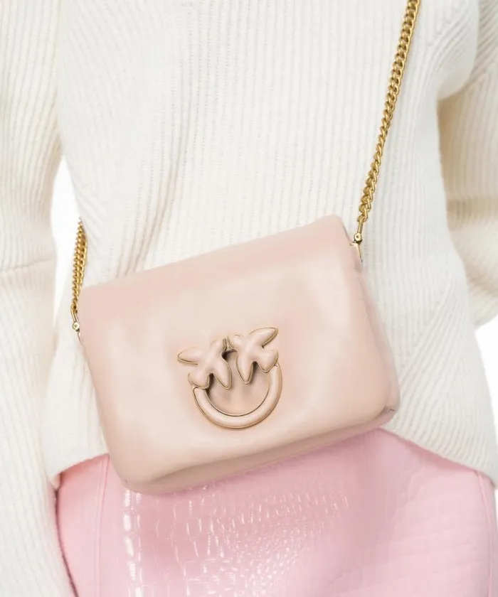 Women Crossbody Bags Pinko Baby Love Bag Click Puff In Nappa Leather Powder Pinkblock Colour