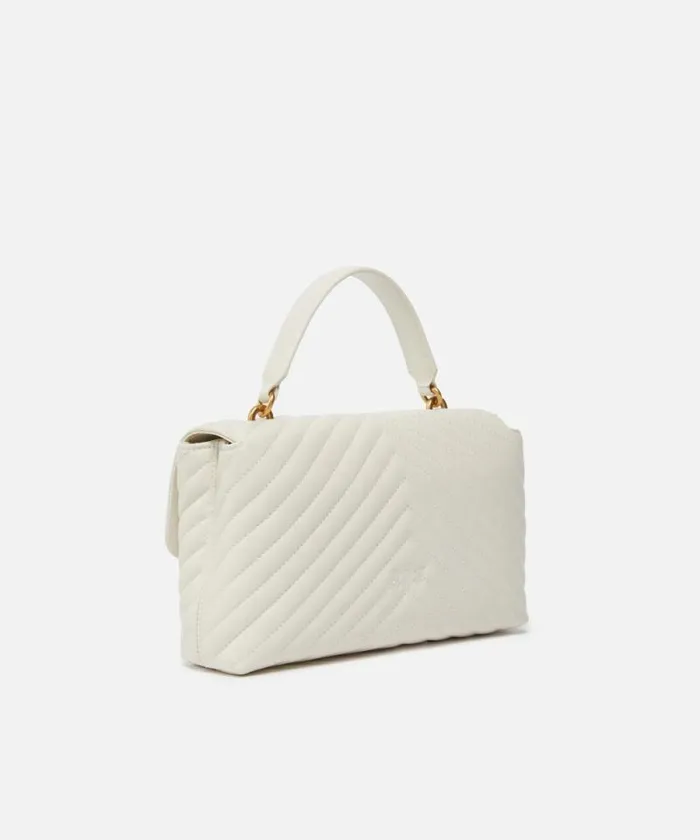 Women Crossbody Bags Pinko Classic Lady Love Bag Puff Chevron Whitewhiteantique Gold