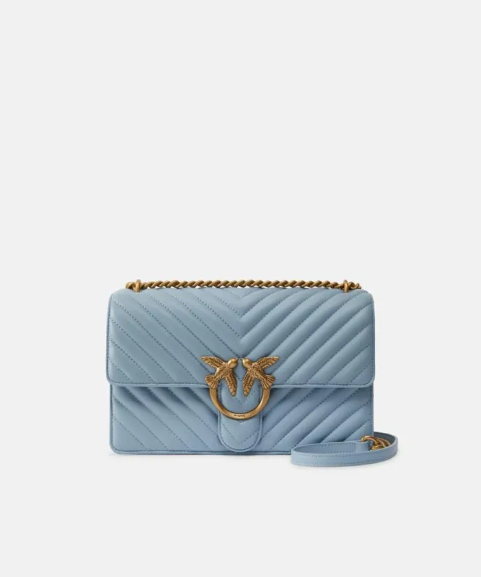 Women Crossbody Bags Pinko Classic LoveBag One Chevron Lightblueantique Gold