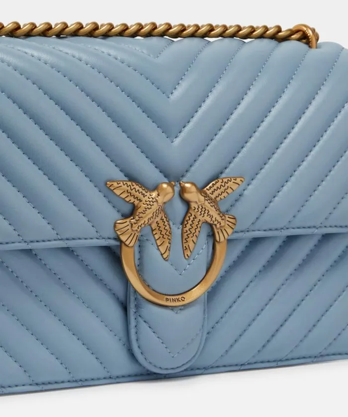 Women Crossbody Bags Pinko Classic LoveBag One Chevron Lightblueantique Gold