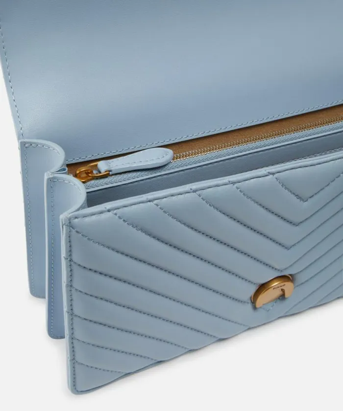 Women Crossbody Bags Pinko Classic LoveBag One Chevron Lightblueantique Gold