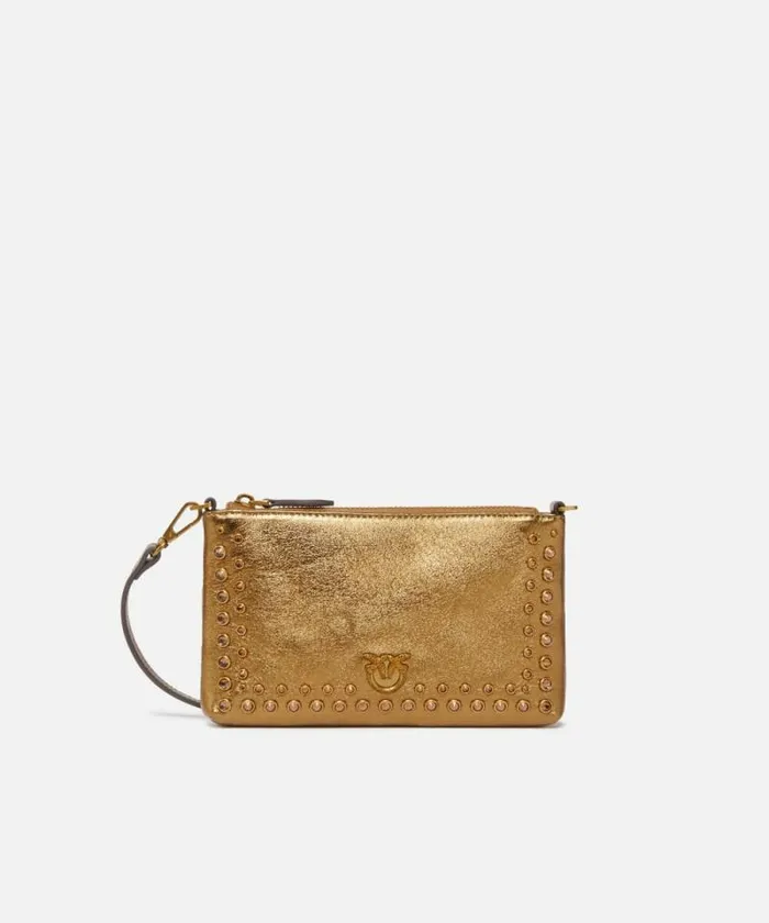 Women Crossbody Bags Pinko Laminated Evening Crossbody Bag With Rhinestones Bronzebronze Women Crossbody Bags Pinko Laminated Evening Crossbody Bag With Rhinestones Bronzebronze