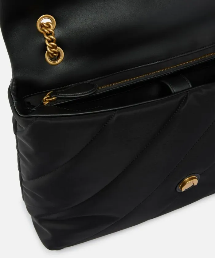 Women Crossbody Bags Pinko Large Quilted Recycled Fabric Love Bag Blackantique Gold