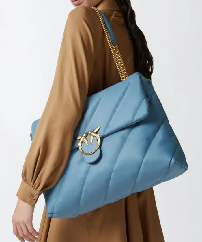 Women Crossbody Bags Pinko Large Quilted Recycled Fabric Love Bag Lightblueantique Gold Women Crossbody Bags Pinko Large Quilted Recycled Fabric Love Bag Lightblueantique Gold