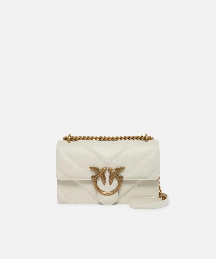 Women Crossbody Bags Pinko Love Bag Mini Chevronquilted Nappa Leather Crossbody Bag Whitewhiteantique Gold Women Crossbody Bags Pinko Love Bag Mini Chevronquilted Nappa Leather Crossbody Bag Whitewhiteantique Gold