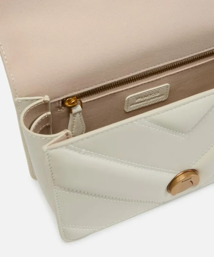 Women Crossbody Bags Pinko Love Bag Mini Chevronquilted Nappa Leather Crossbody Bag Whitewhiteantique Gold