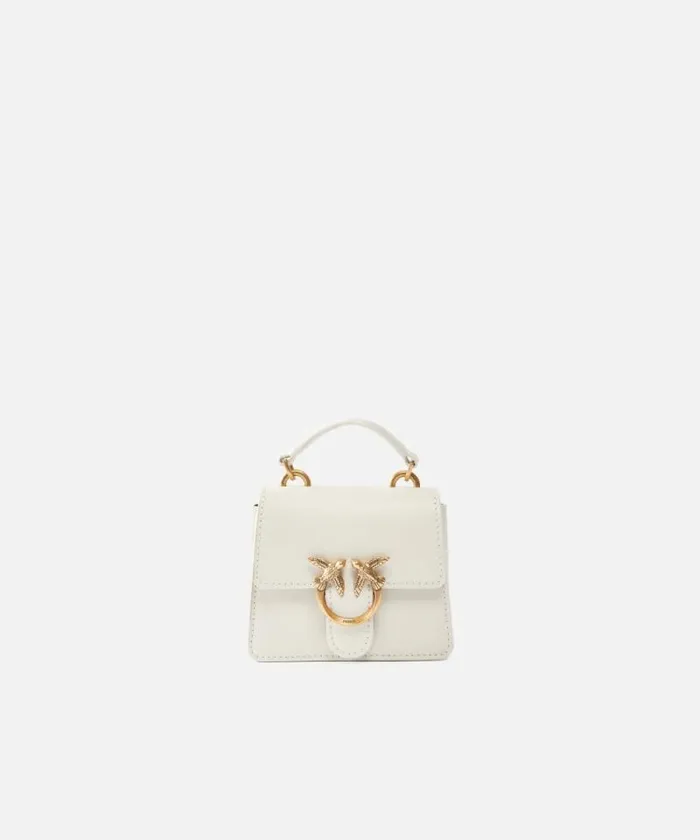 Women Crossbody Bags Pinko Micro LoveBag One Top Handle Light Whitewhiteantique Gold Women Crossbody Bags Pinko Micro LoveBag One Top Handle Light Whitewhiteantique Gold