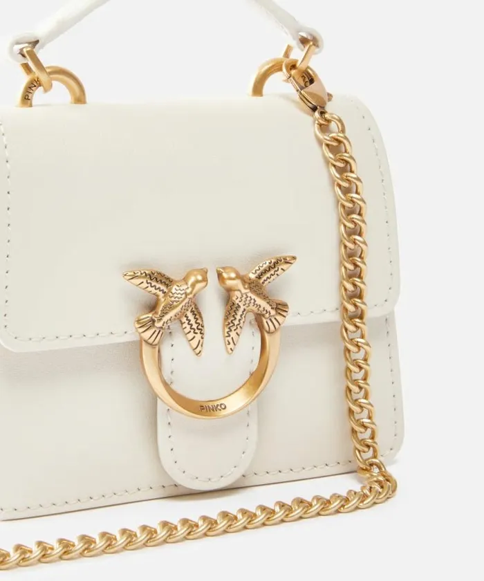 Women Crossbody Bags Pinko Micro LoveBag One Top Handle Light Whitewhiteantique Gold Women Crossbody Bags Pinko Micro LoveBag One Top Handle Light Whitewhiteantique Gold