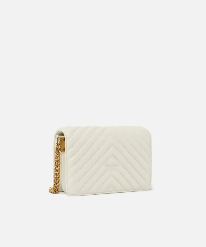 Women Crossbody Bags Pinko Mini Love Bag Click Chevron Whitewhiteantique Gold Women Crossbody Bags Pinko Mini Love Bag Click Chevron Whitewhiteantique Gold
