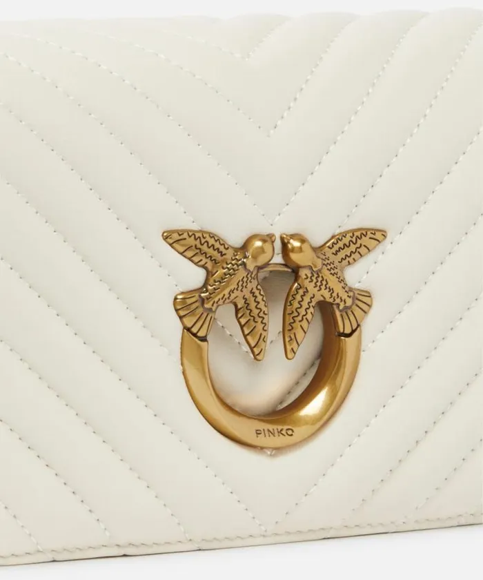 Women Crossbody Bags Pinko Mini Love Bag Click Chevron Whitewhiteantique Gold Women Crossbody Bags Pinko Mini Love Bag Click Chevron Whitewhiteantique Gold