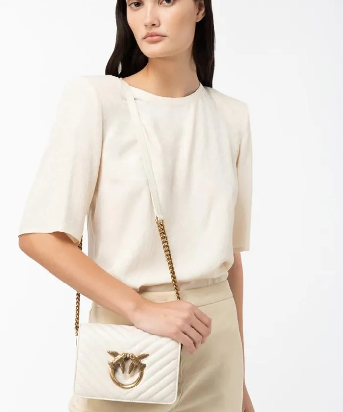Women Crossbody Bags Pinko Mini Love Bag Click Chevron Whitewhiteantique Gold Women Crossbody Bags Pinko Mini Love Bag Click Chevron Whitewhiteantique Gold
