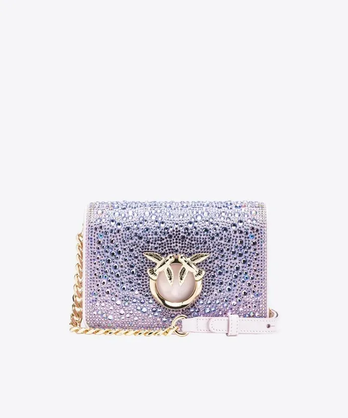 Women Crossbody Bags Pinko PINKO Galleria Fullrhinestone Mini Love Bag Click Fade Orchidlightgold Women Crossbody Bags Pinko PINKO Galleria Fullrhinestone Mini Love Bag Click Fade Orchidlightgold