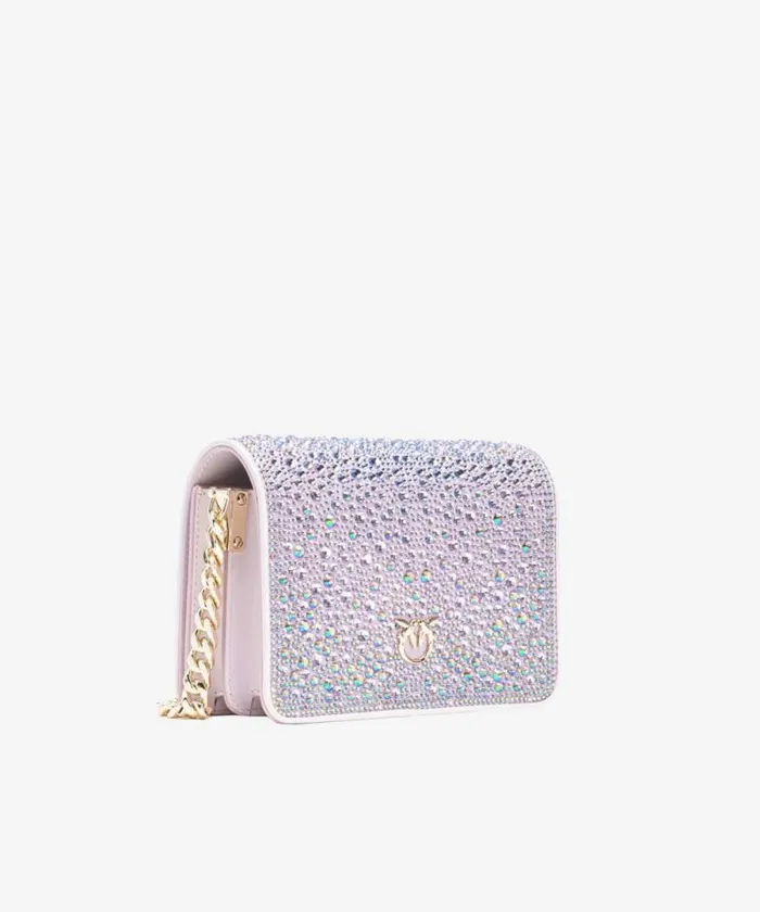 Women Crossbody Bags Pinko PINKO Galleria Fullrhinestone Mini Love Bag Click Fade Orchidlightgold