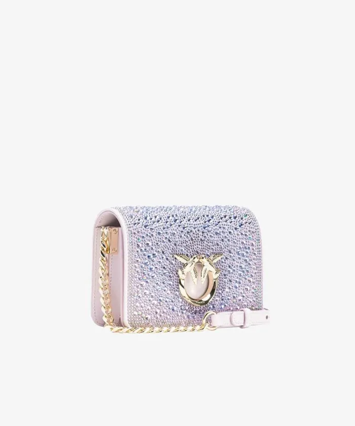 Women Crossbody Bags Pinko PINKO Galleria Fullrhinestone Mini Love Bag Click Fade Orchidlightgold