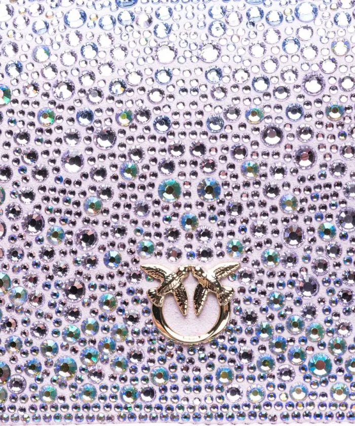 Women Crossbody Bags Pinko PINKO Galleria Fullrhinestone Mini Love Bag Click Fade Orchidlightgold