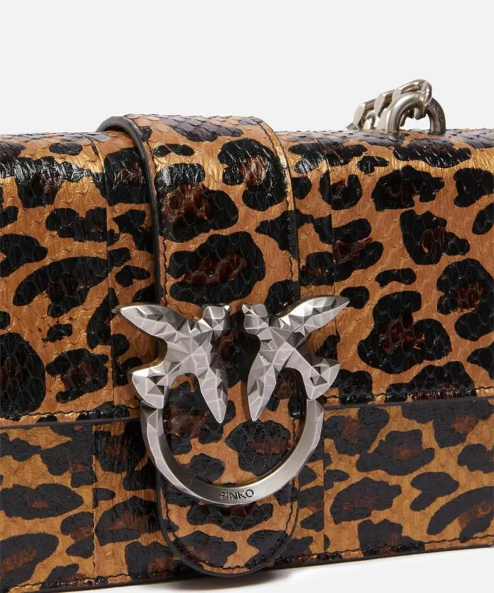 Women Crossbody Bags Pinko PINKO Galleria Love Bag Crossbody Bag In Spotted Reptile Skin Goldblackold Silver