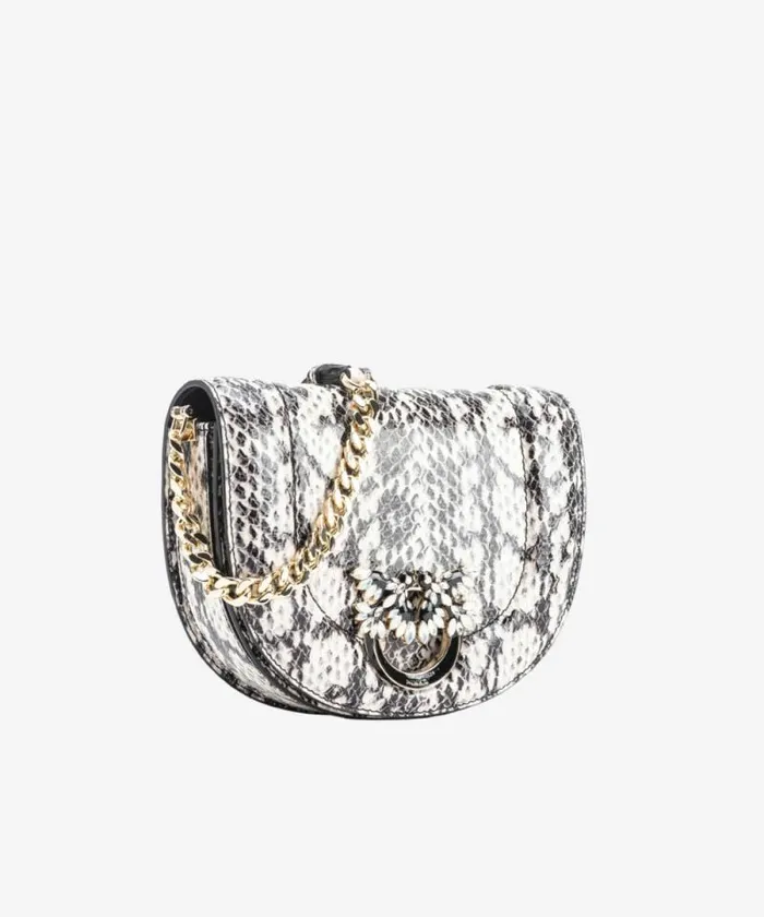 Women Crossbody Bags Pinko PINKO Galleria Mini Love Bag Click Round In Reptileprint Leather Whiteblacklightgold Women Crossbody Bags Pinko PINKO Galleria Mini Love Bag Click Round In Reptileprint Leather Whiteblacklightgold