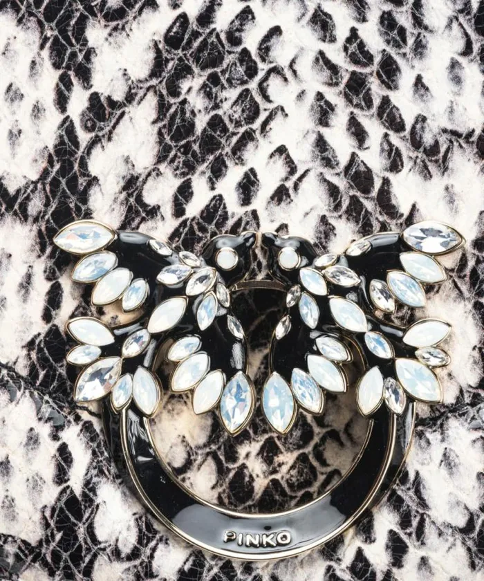 Women Crossbody Bags Pinko PINKO Galleria Mini Love Bag Click Round In Reptileprint Leather Whiteblacklightgold Women Crossbody Bags Pinko PINKO Galleria Mini Love Bag Click Round In Reptileprint Leather Whiteblacklightgold