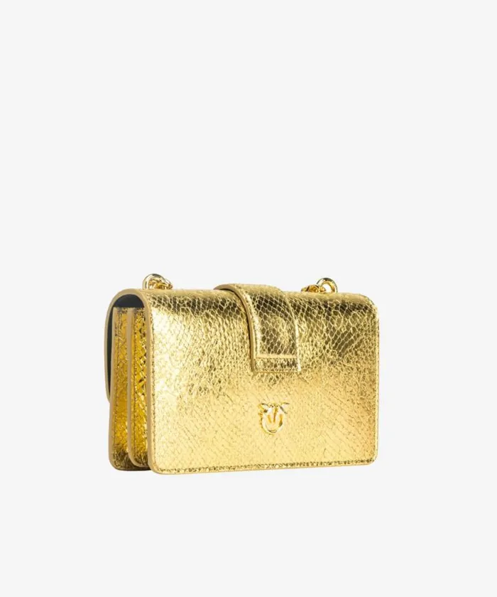 Women Crossbody Bags Pinko PINKO Galleria Mini Love Bag One In Punched Reptile Skin Goldgold