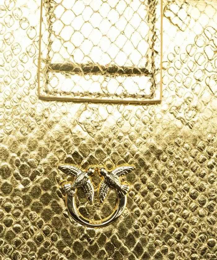 Women Crossbody Bags Pinko PINKO Galleria Mini Love Bag One In Punched Reptile Skin Goldgold
