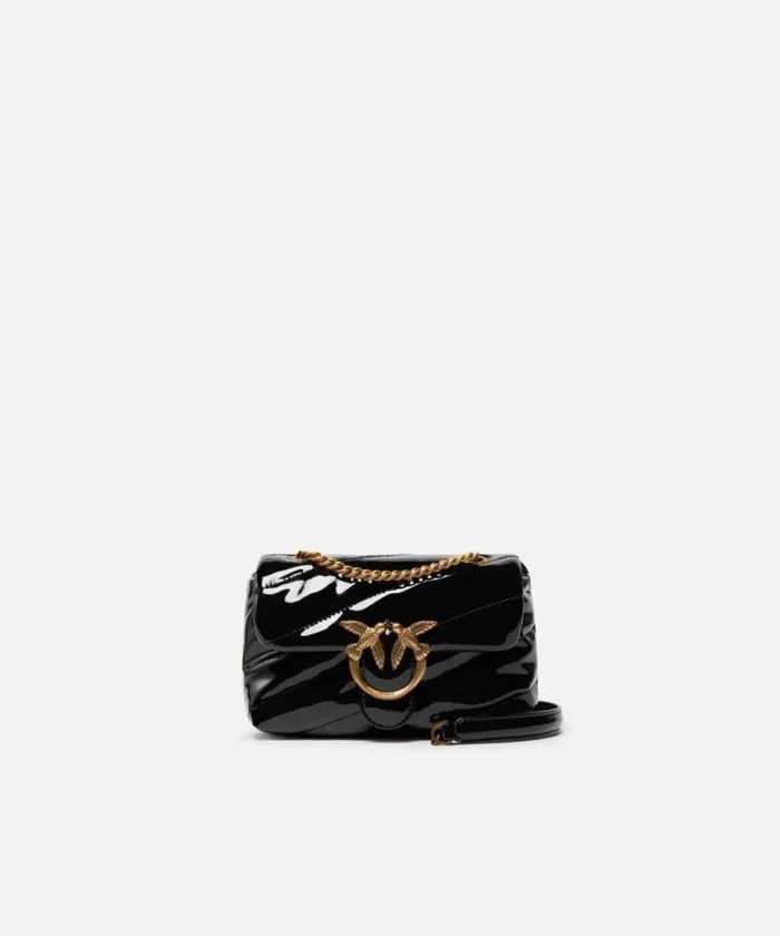 Women Crossbody Bags Pinko Small Patent Baby Love Bag Puff Crossbody Bag Blackantique Gold Women Crossbody Bags Pinko Small Patent Baby Love Bag Puff Crossbody Bag Blackantique Gold