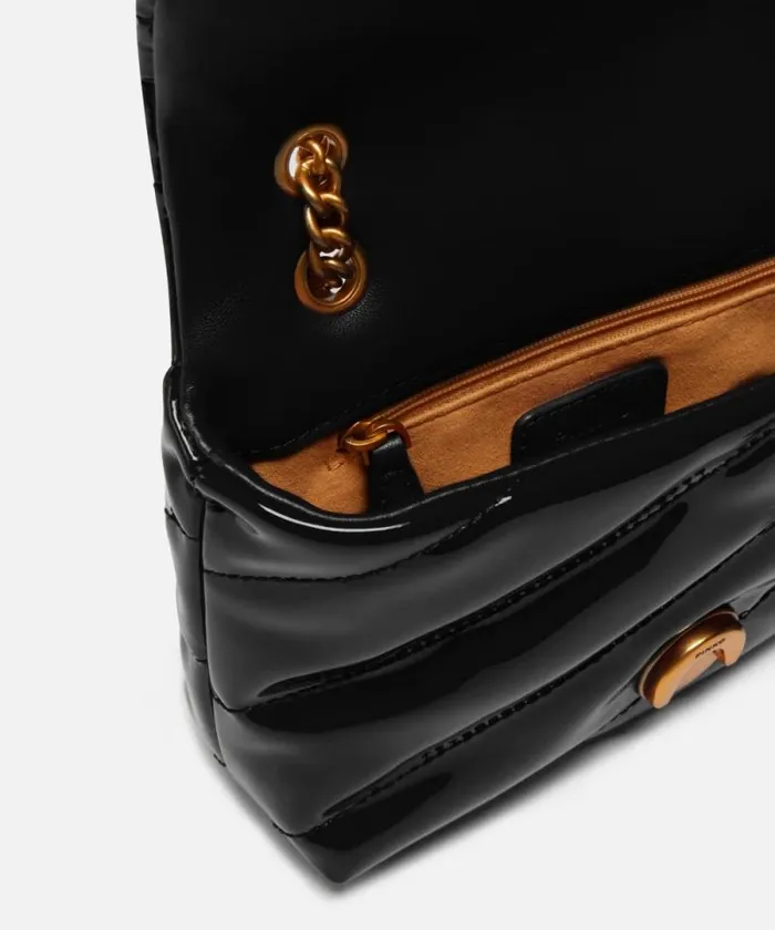 Women Crossbody Bags Pinko Small Patent Baby Love Bag Puff Crossbody Bag Blackantique Gold