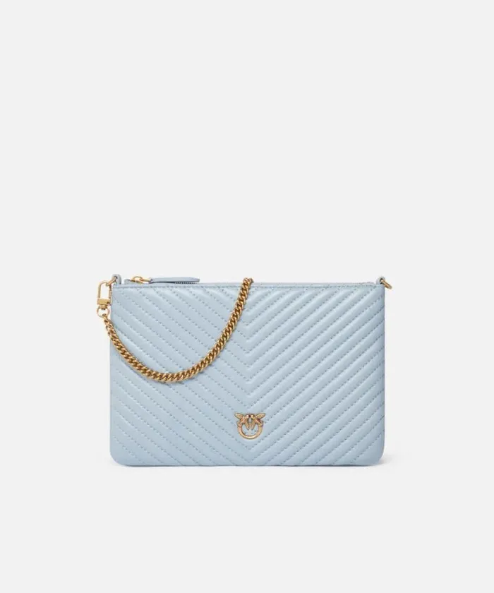 Women Crossbody Bags Pinko Small Quilted Nappa Leather Envelope Bag Lightblueantique Gold Women Crossbody Bags Pinko Small Quilted Nappa Leather Envelope Bag Lightblueantique Gold