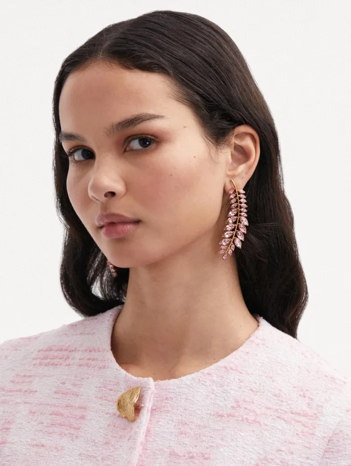 Women Crystal Branch Earrings Rose Oscar De La Renta Earrings Women Crystal Branch Earrings Rose Oscar De La Renta Earrings