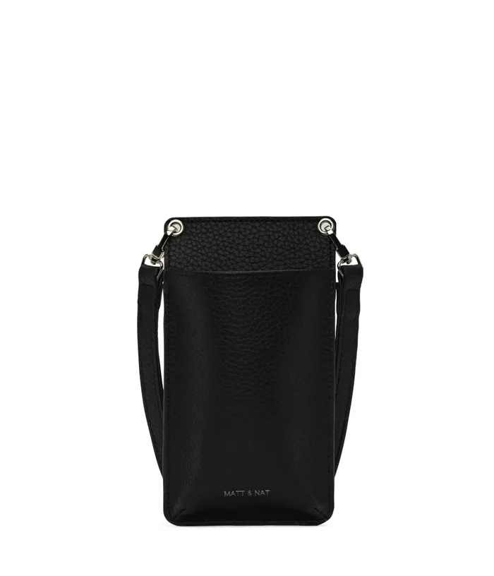 Women Cue Vegan Crossbody Bag 8211 Purity Black Matt and Nat Cell Phone Holders Women Cue Vegan Crossbody Bag 8211 Purity Black Matt and Nat Cell Phone Holders