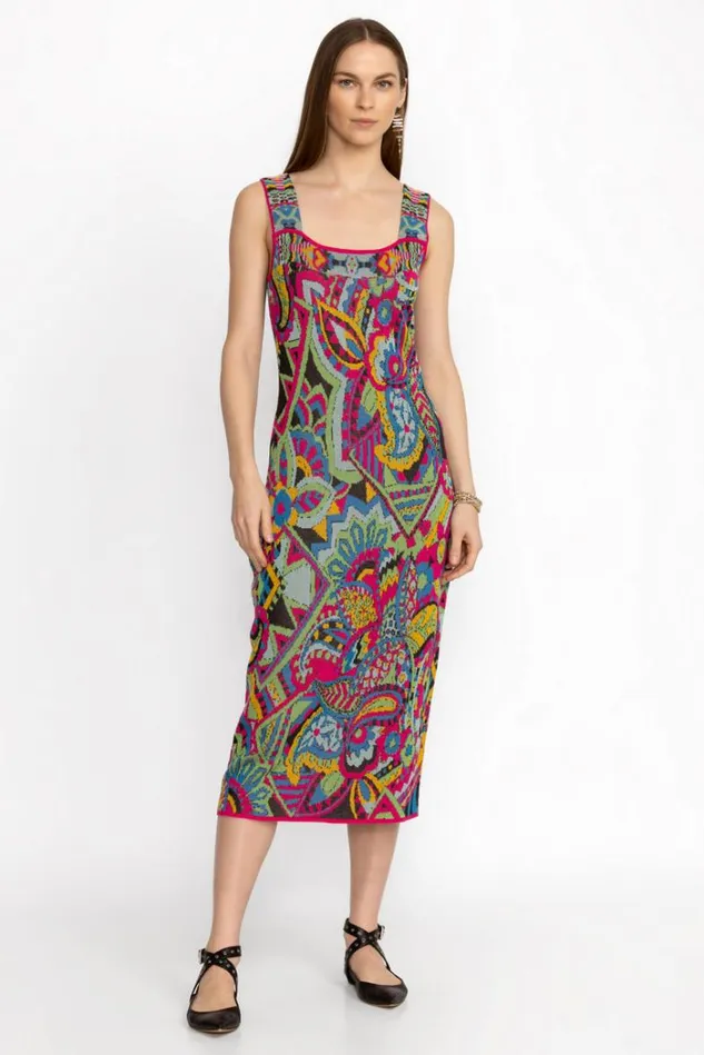 Women DEMARNE MIDI DRESS Demarne Print Johnny Was Dresses Women DEMARNE MIDI DRESS Demarne Print Johnny Was Dresses