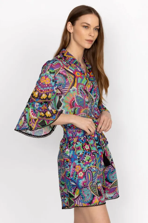 Women DEMARNE PULL ON SHORT WITH TRIM Demarne Print Johnny Was Bottoms Women DEMARNE PULL ON SHORT WITH TRIM Demarne Print Johnny Was Bottoms