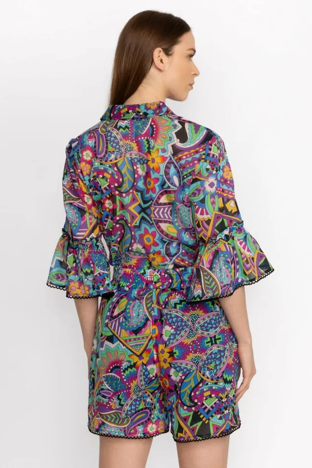 Women DEMARNE PULL ON SHORT WITH TRIM Demarne Print Johnny Was Bottoms Women DEMARNE PULL ON SHORT WITH TRIM Demarne Print Johnny Was Bottoms