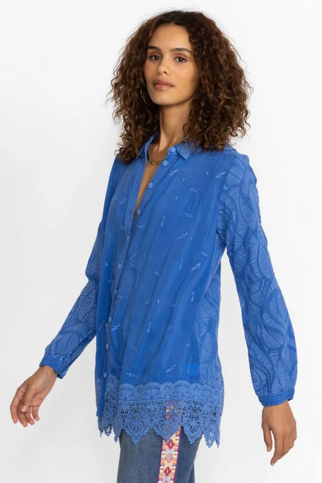 Women DENI SANA TUNIC Blue Gem Johnny Was Tops Women DENI SANA TUNIC Blue Gem Johnny Was Tops