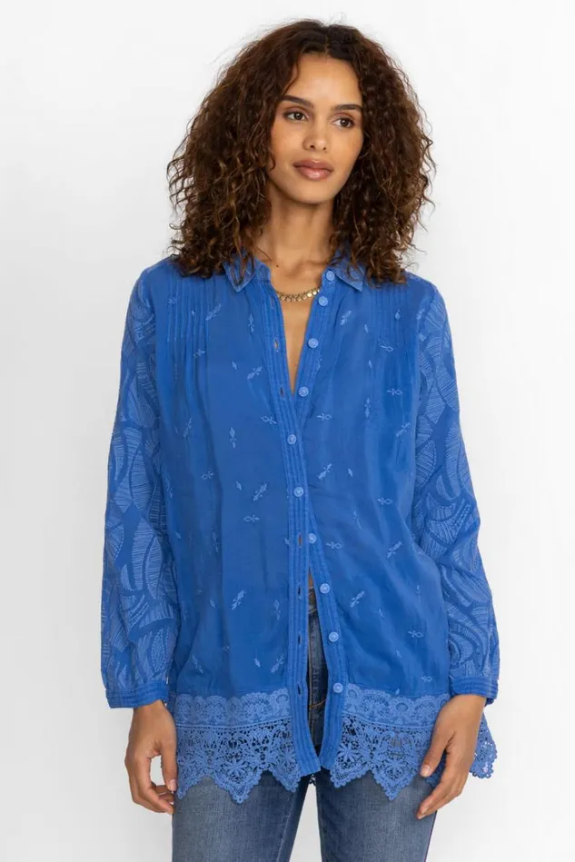 Women DENI SANA TUNIC Blue Gem Johnny Was Tops Women DENI SANA TUNIC Blue Gem Johnny Was Tops